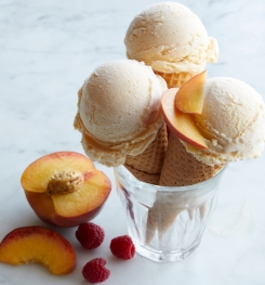 DIET AND LIGHT PEACH ICE CREAMS ( FACTORY - MADE ) FORMULATIONS AND PRODUCTION PROCESS