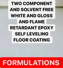 TWO COMPONENT AND SOLVENT FREE WHITE AND GLOSS AND FLAME RETARDANT EPOXY SELF LEVELING FLOOR COATING FORMULATIONS AND PRODCUTION PROCESS