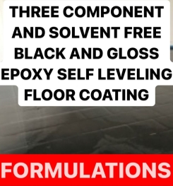 THREE COMPONENT AND SOLVENT FREE BLACK AND GLOSS EPOXY SELF LEVELING FLOOR COATING FORMULATION AND PRODUCTION PROCESS