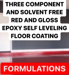 THREE COMPONENT AND SOLVENT FREE RED AND GLOSS EPOXY SELF LEVELING FLOOR COATING FORMULATIONS AND PRODUCTION PROCESS