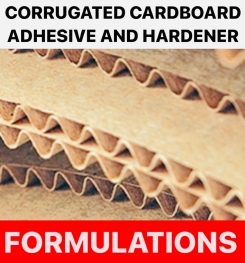CORRUGATED CARDBOARD ADHESIVE AND HARDENER FORMULATIONS AND PRODUCTION PROCESS